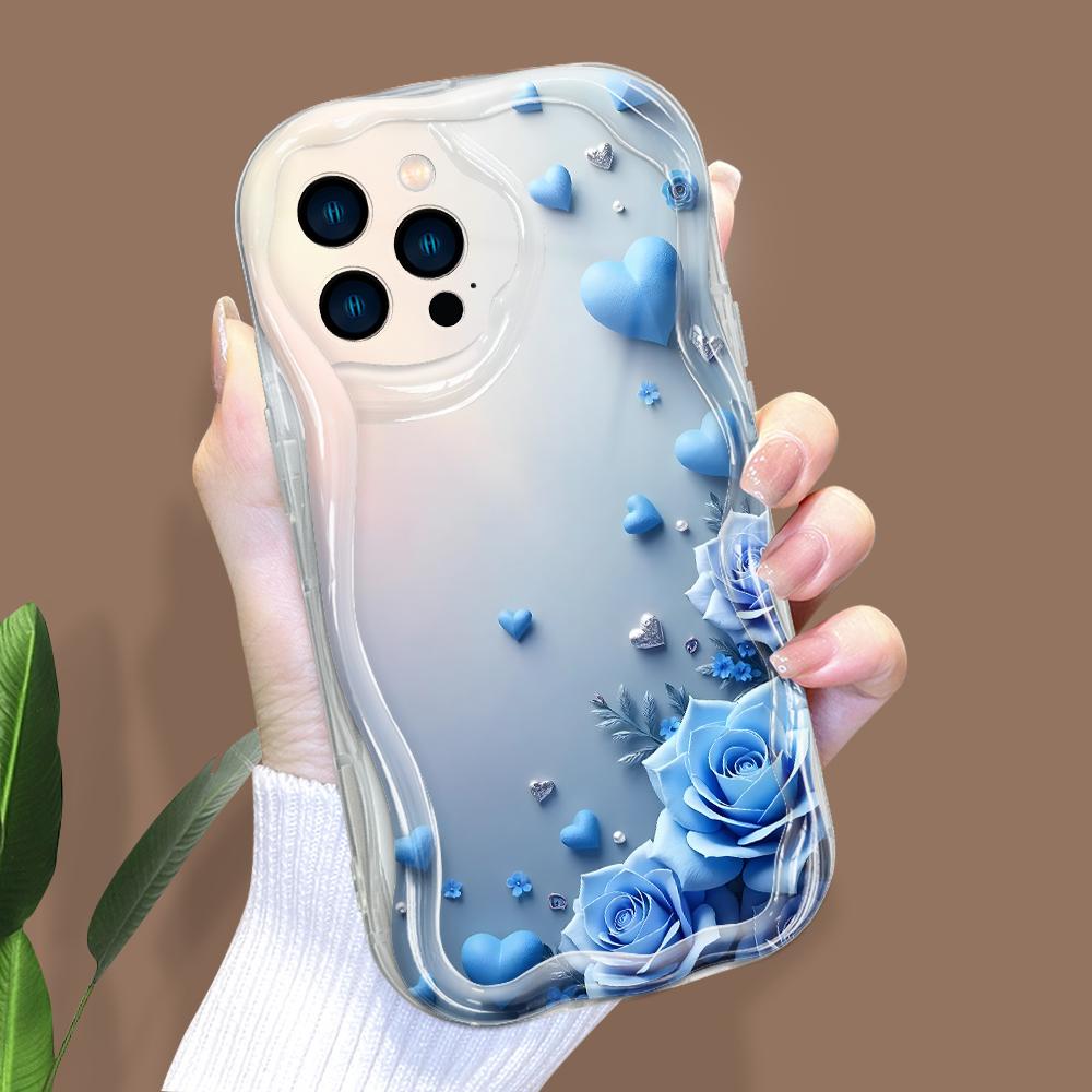 Cartoon Pattern Cream Texture Casing Wavy Edge Soft Silicone Cover Phone Case for IPhone Samsung Huawei Honor Xiaomi Redmi Infinix Tecno