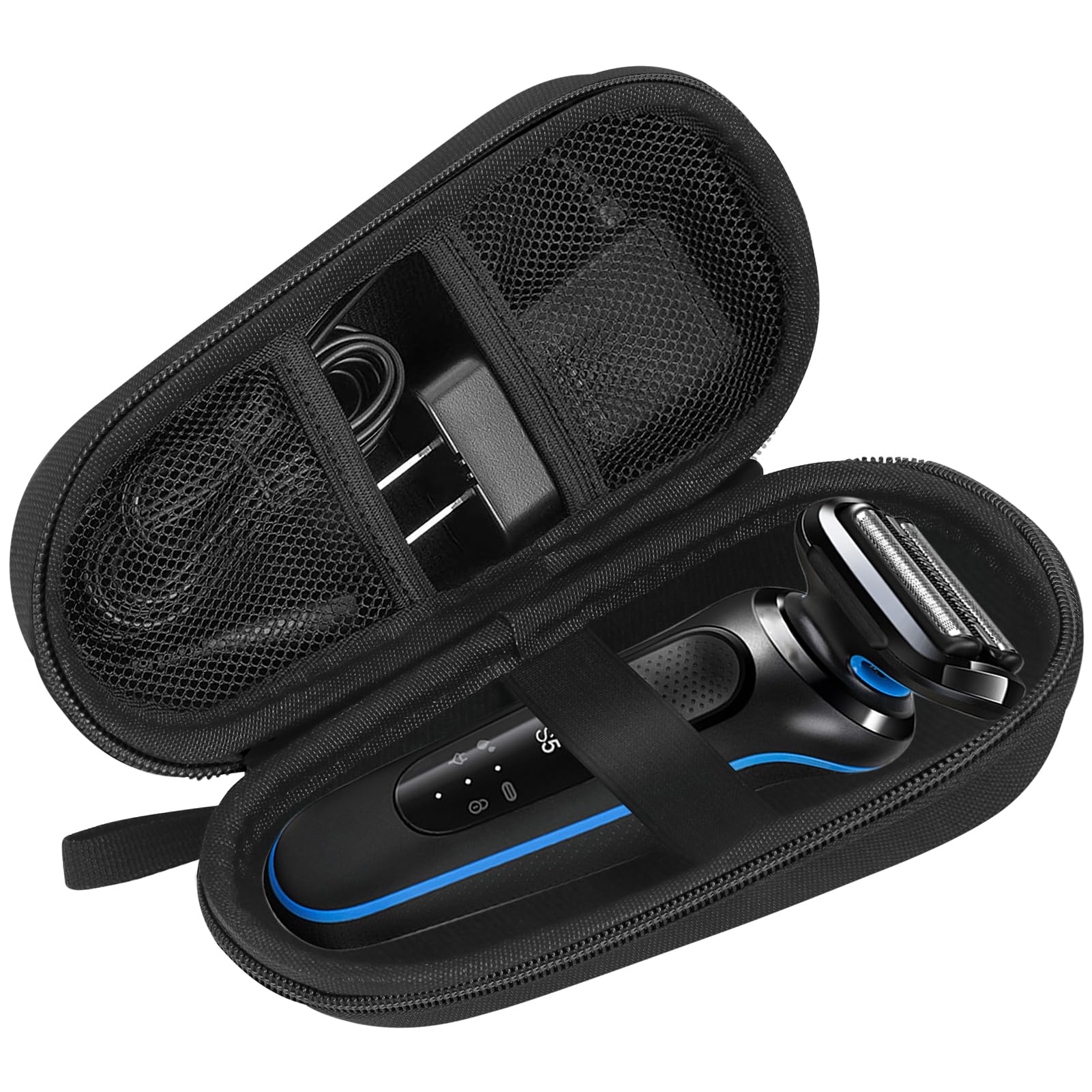 

Твердый дорожный футляр для бритвы EVA, футляр для переноски мужской бритвы с сетчатым карманом для бритвы, футляр для хранения бритвы для электрического триммера чёрный