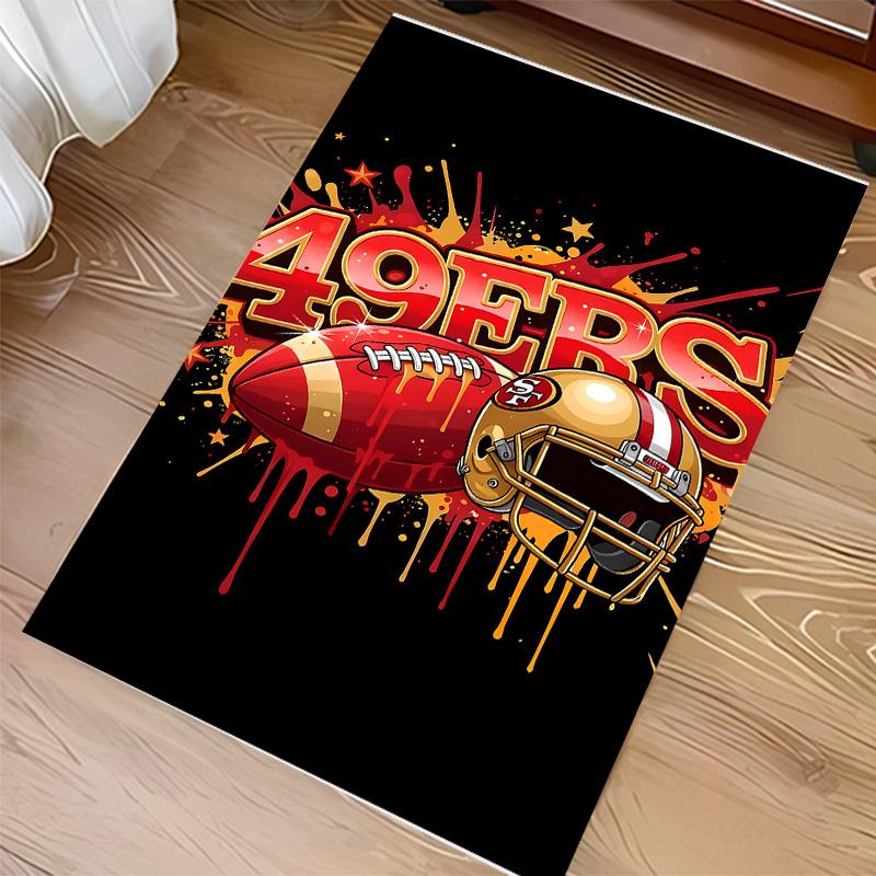 San Francisco 49ers LOGO Print Area Rug - Soft, Washable Non-Slip Indoor Mat for Office Chairs, Living Room, Home Office Decorative Rug