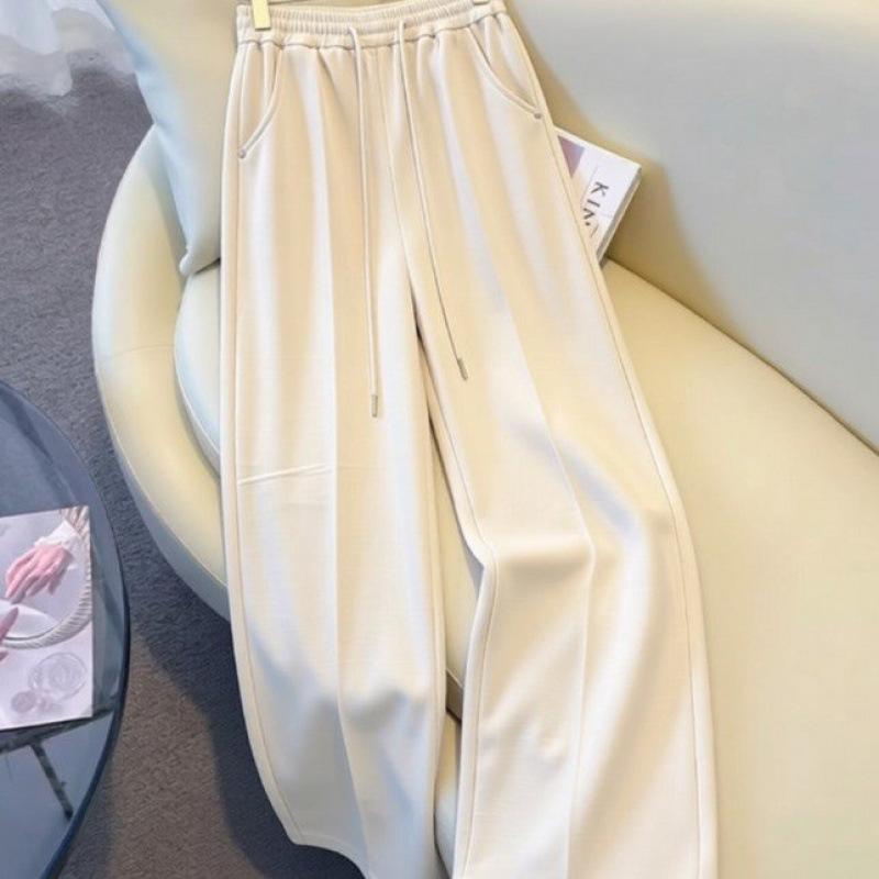 Women’s Red Wide-Leg Spring 2026 Casual Sport Pants – Loose, Lazy, and Trendy Hot Style