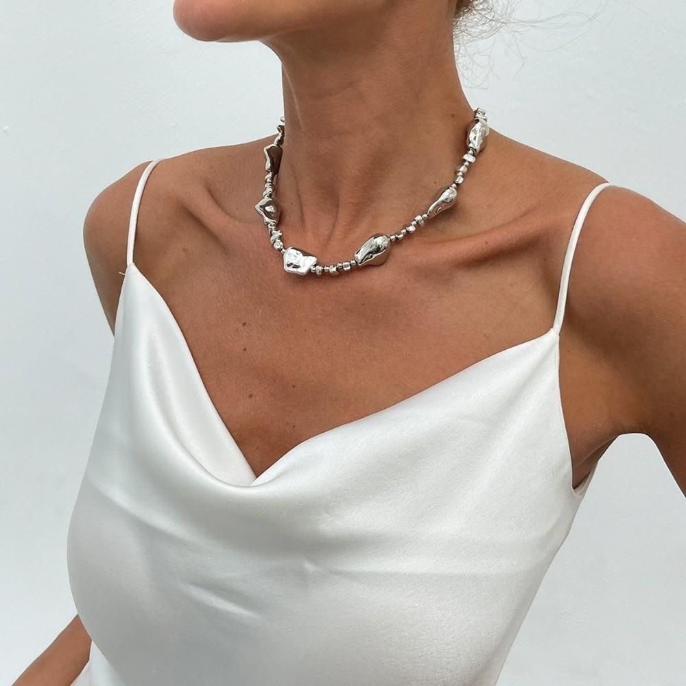 Boho Bead Necklace Geometric Clavicle Chain Vintage Love Heart Choker  Ladies
