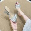 Fashion 2025 Summer Fashion High Heel Sandals for Women, Bow Bow, Slope Heel, Straight Line, Wearing Outside, Fairy Wind Cool Slippers