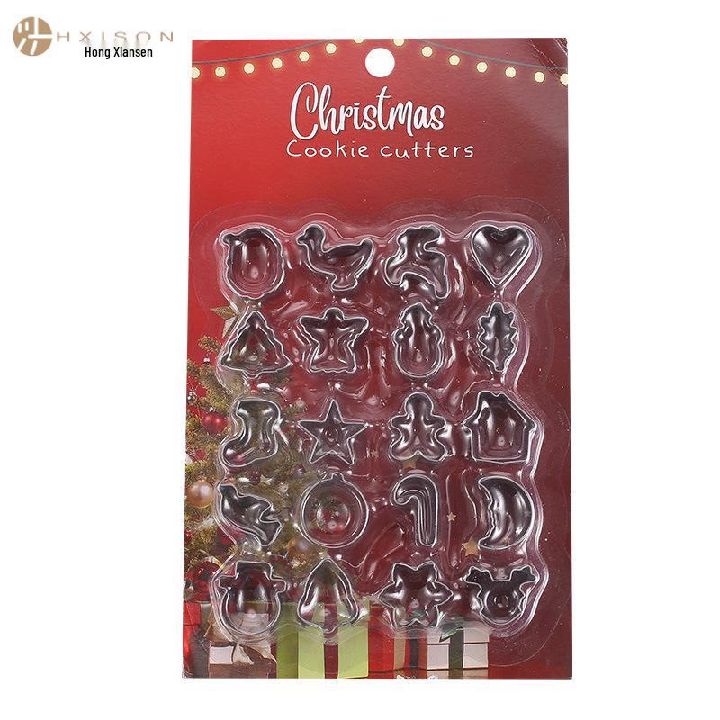 Stainless Steel Christmas Cookie Cutters, 20-Piece Mini Set for Baking and Vegetable Molds.