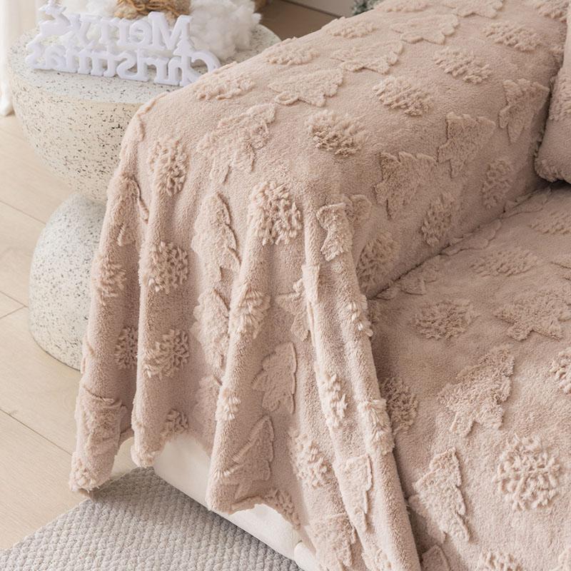 New Christmas Rabbit Plush Sofa Cover Thick Warm All-Cover Solid Couch Covers for Winter Multifunctional Soft Blanket for Office