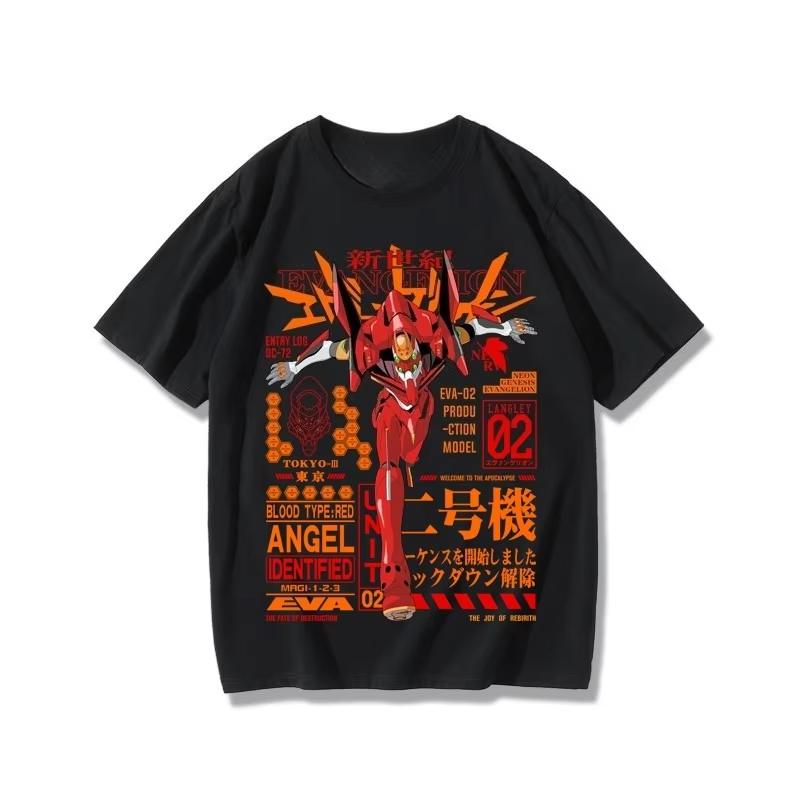 

2026 Eva Joint Tshirt Shortsleeved Unisexs No 1 Machine No 2 Machine Japanese Animation Peripheral Pain Clothes Sleeves 4XL