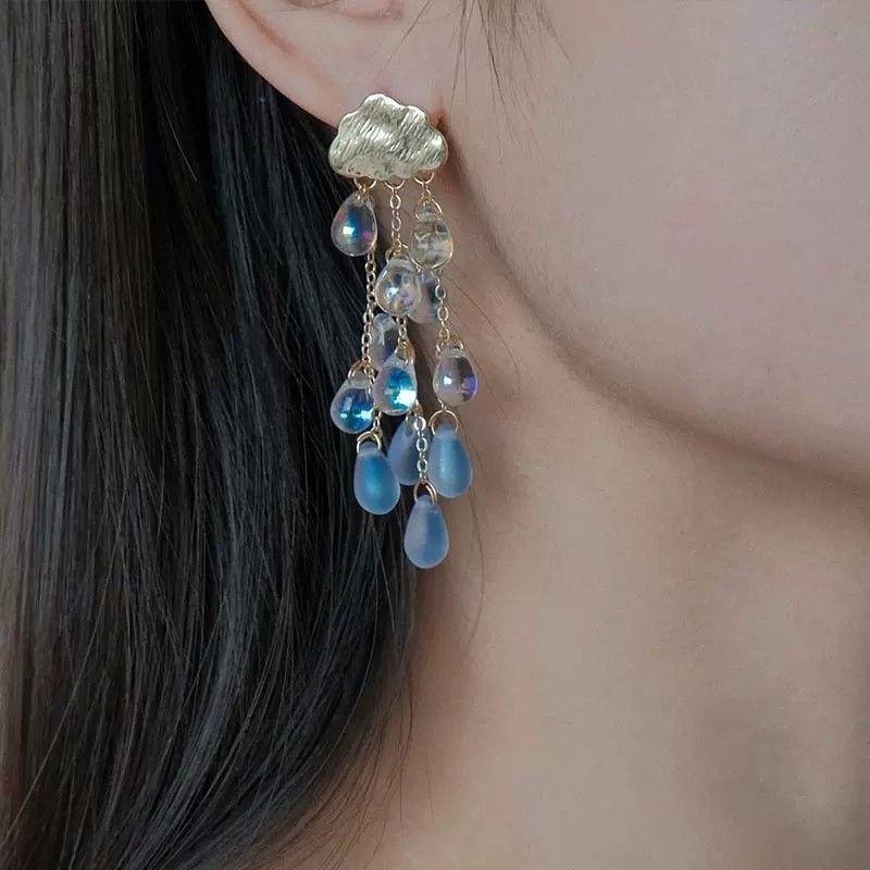 Cyan Misty Clouds Cute Characteristic Ear Clips and Studs
