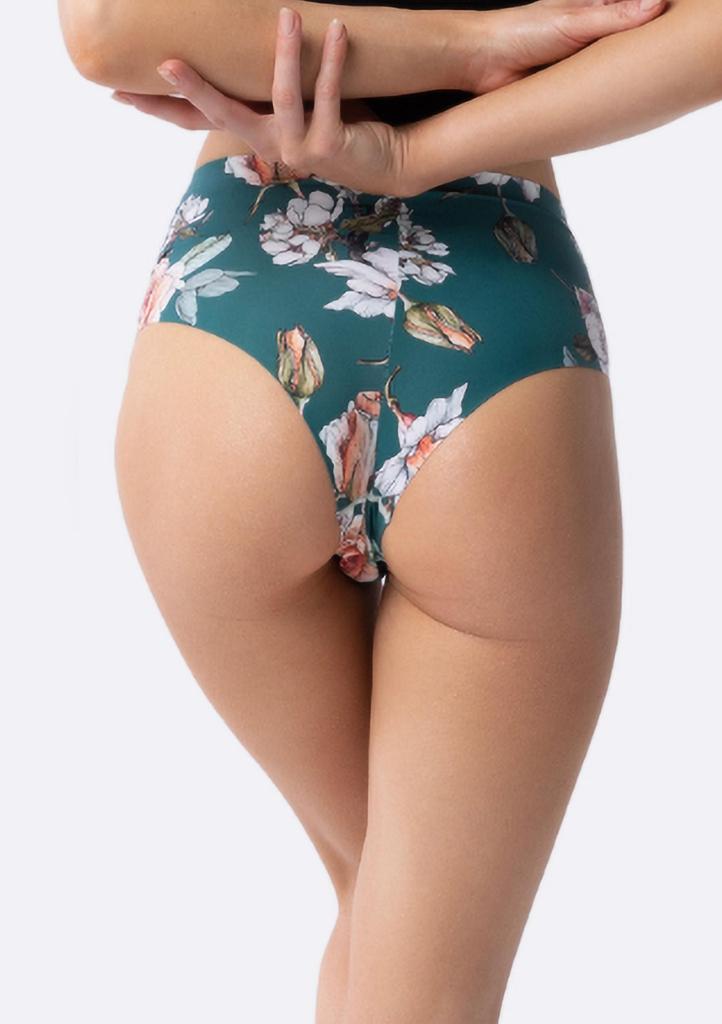 Figi damskie brazyliany z wysokim stanem w kwiatowy print Tea Rose Simple Brasil Maxi