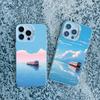 Sea Blue Sky Beach Rail Car Laser Phone Case For iPhone 16 11 12 13 Pro Max Mini 15 14 Pro Max Plus Shockproof Back Cover Fundas