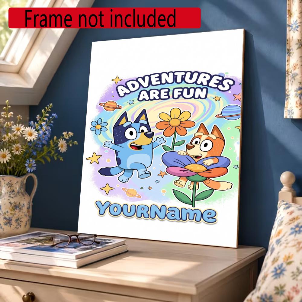 Bluey Customize Your Name Diamond Painting Round Diamond Diy Frameless Holiday Artwork Suitable For Home Office Wall Decoration