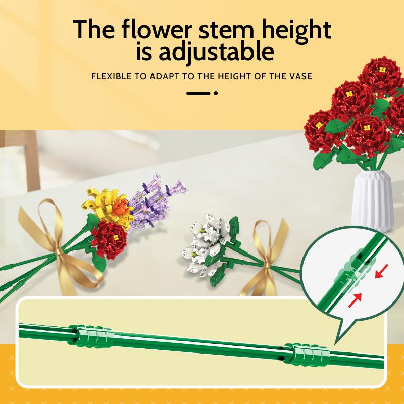 Woma Toys Flower Botanical Collection Bouquet Building Block Set Kit for Creativity Flowers Mini Flower Bricks Toy Kids (11053)