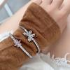 Exquisite Fashion Light Luxury Butterfly Opening Bracelet With Diamonds, High-End Sense, Elegant Personality, Light Luxury, Niche Flower Bracelet