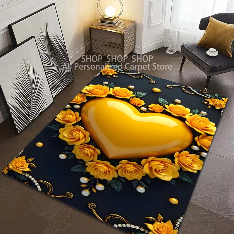 

Multi-Size HD Heart Mandala Art Pattern Carpet for Living Room Bedroom Sofa Home Decor Non-slip Floor Mat Large Size 40x60cm