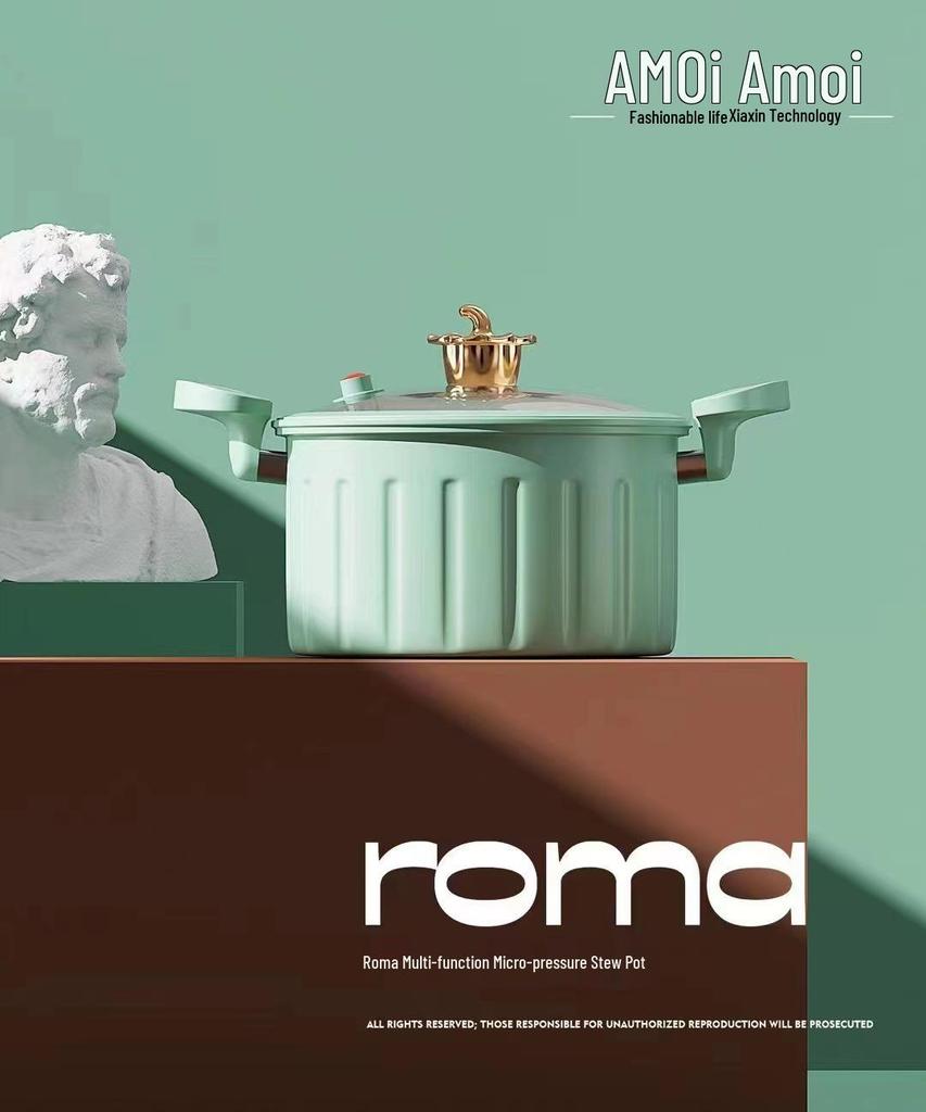 Large Capacity Non-Stick Enamel Soup Pot - Multi-Functional Double-Handled for Low Pressure Cooking