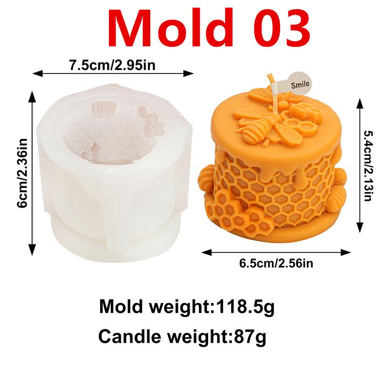 

3D Honeycomb Cake Bee Silicone Candle Mold DIY Bee Cake Flower Shapes Candles Gypsum Home Decor Gift