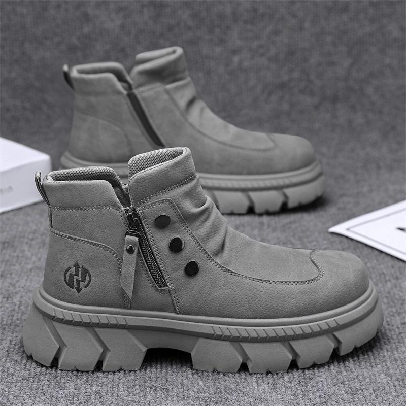 

Новые модные осенние и зимние мужские высокие ботинки martin для студентов, трендовые рабочие туфли на мягкой подошве для мальчиков, кроссовки Martin с защитой труда 44 серый