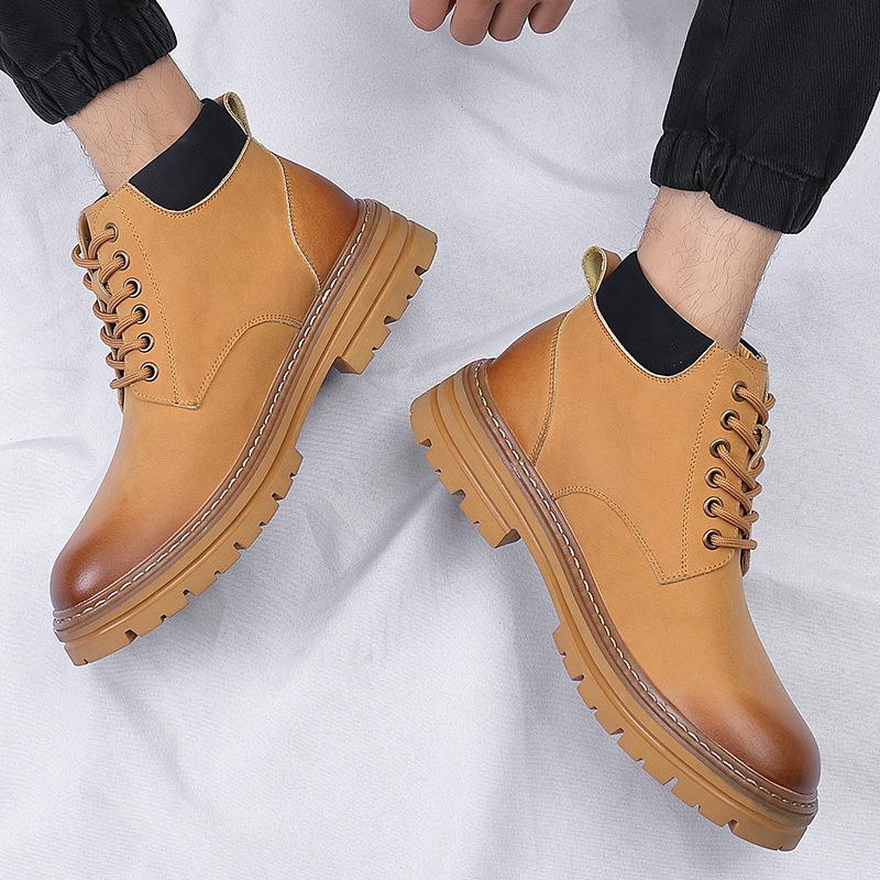 Martin boots men's 2025 new Chinese British style casual thick-soled retro tooling rhubarb boots tide 2025