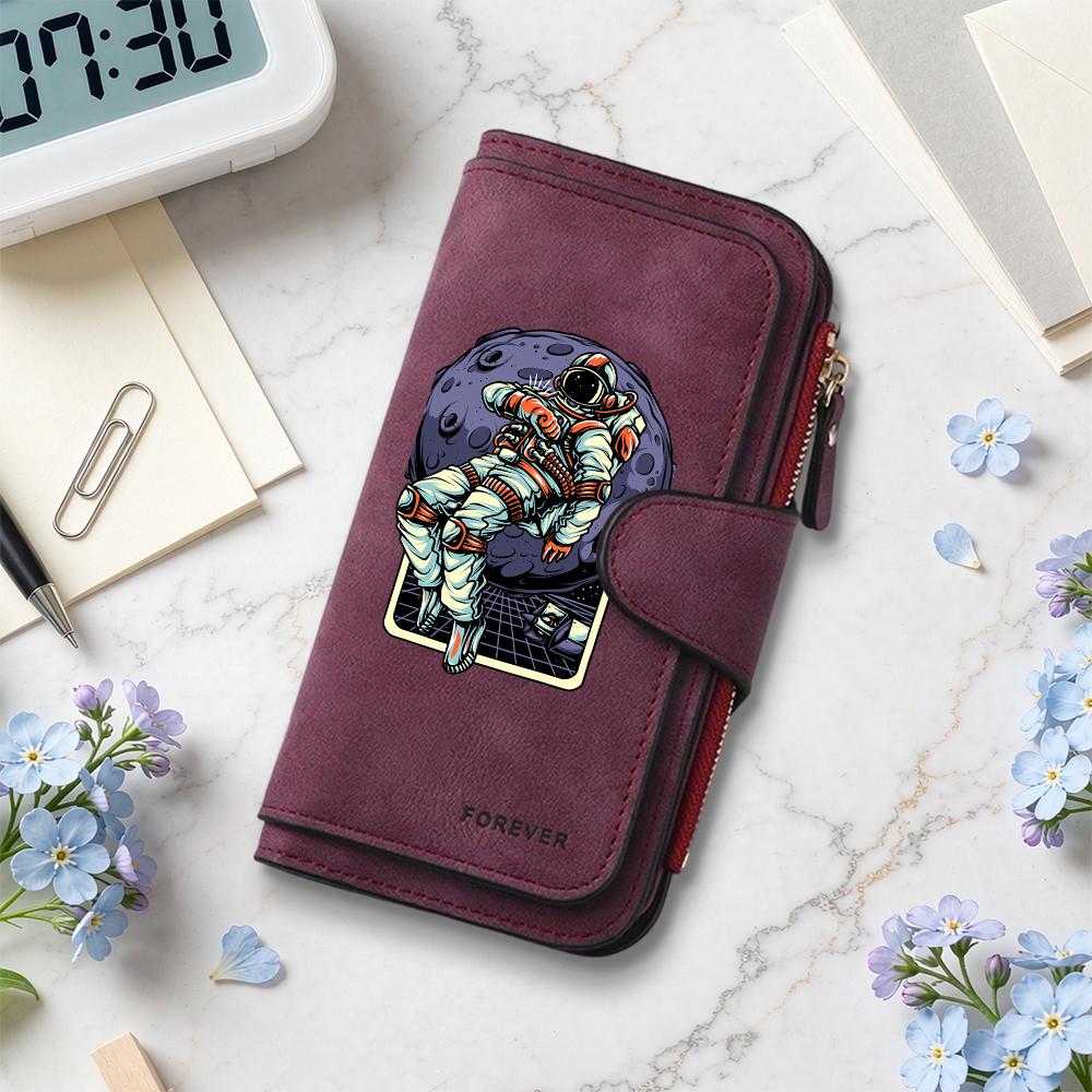 Stylish Astronaut Print Casual Long Wallet with Multiple Card Slots for Daily Use