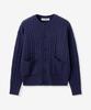 Blond9 Round Neck Cable Cardigan_Navy