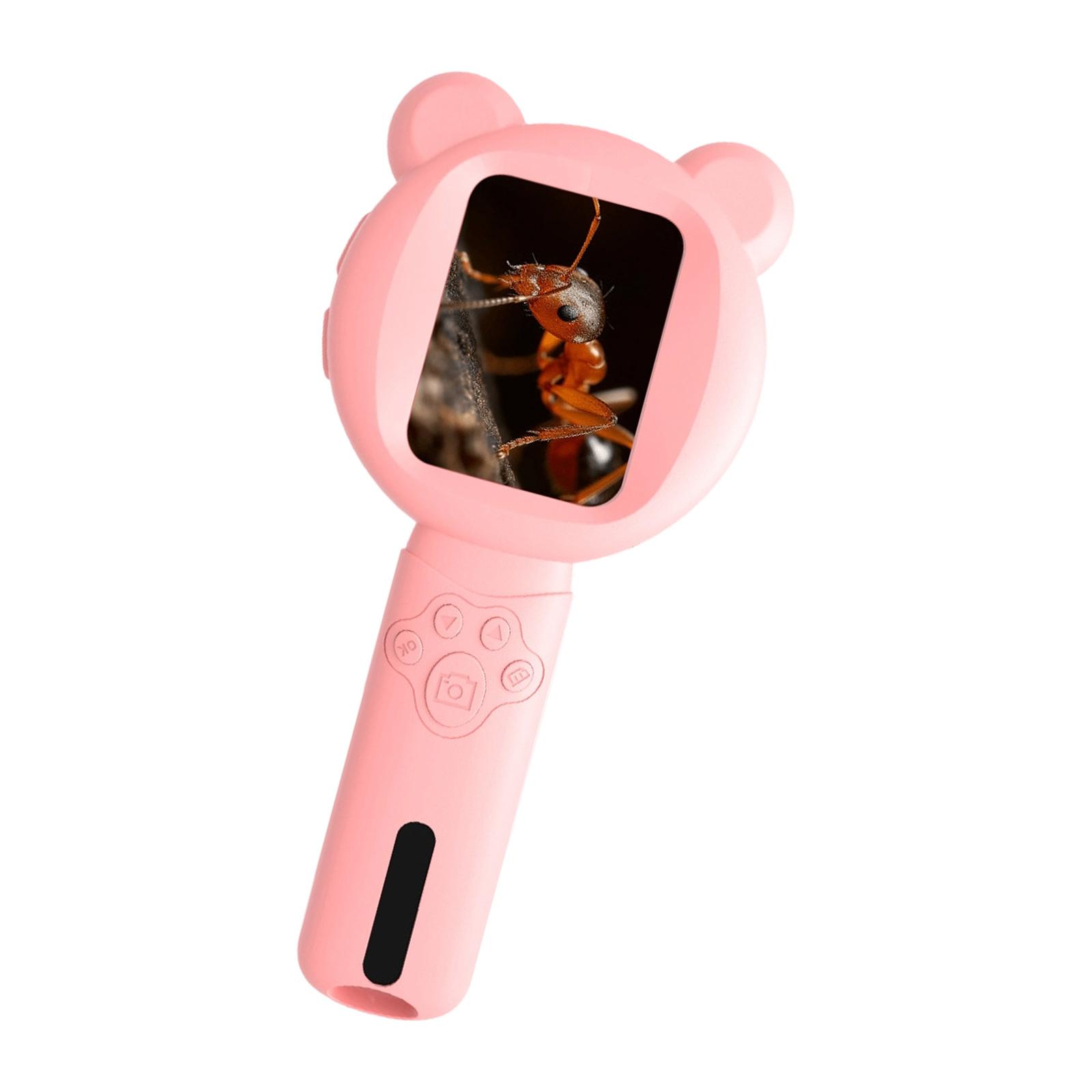 

2.8Inch Digital Microscope For Kids Portable Magnifier With 200MP Camera And Builtin LED Lighting System рожевий