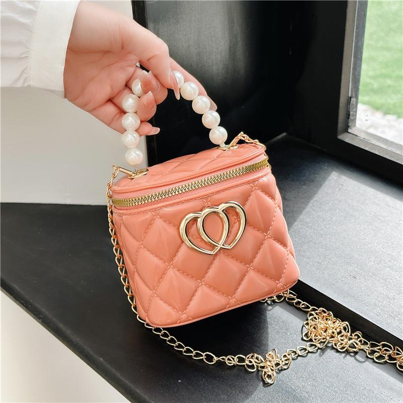 Girls Bag Fashion Pearl Handbag Children Little Girl Back Spring And Summer Jelly Cosmetic Bag