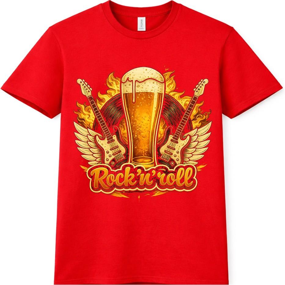 Футболка Rock N Roll Пиво Гитара Крылья Винтажная Музыкальная Графика Ретро Бар Паб Футболка S