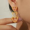 Vintage Metal Gold Color Earrings For Women Simple Big Hollow Peach Heart Alloy Drop Earrings Party Jewelry
