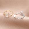 Big Rectangle Zirconia Charm Cuff Rings For Women Gold Sliver Color Copper Adjustable Finger Accessory