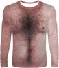 3D Funny Muscle Body Printed T-shirts Slim Oversized Round neck Long Sleeve T-shirts Ugly Chest Hair Tops