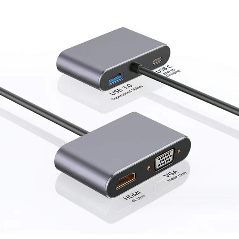 Type-C 4-in-1 Smart Dock: HDMI Screen Mirroring & High-Speed USB 3.0 Multi-Functional Expansion