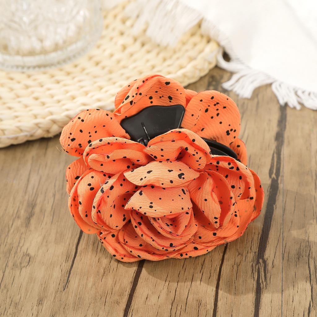 AWAYTR Polka Dot Rose Hair Claws Fashion Fabric Floral Hair Clips Crab For Girl Gift Hair Accessories Valentine Headwear