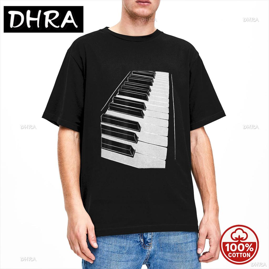 T-shirt Unisex T-shirt Tastiera Pianoforte Harajuku 2026 Estate T-shirt Larga Streetwear Morbida Puro Cotone 100% Abbigliamento Casual Idea Regalo