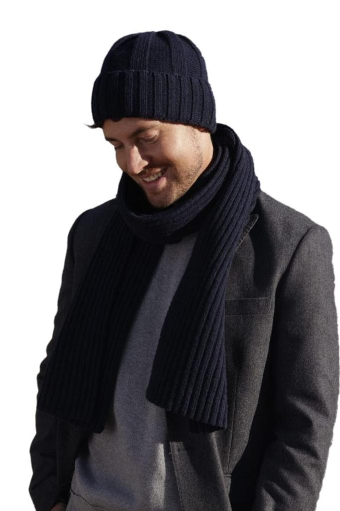 Men' Navy Set - Ben Hat and Scarf, 80% Wool / 20% Polyamide