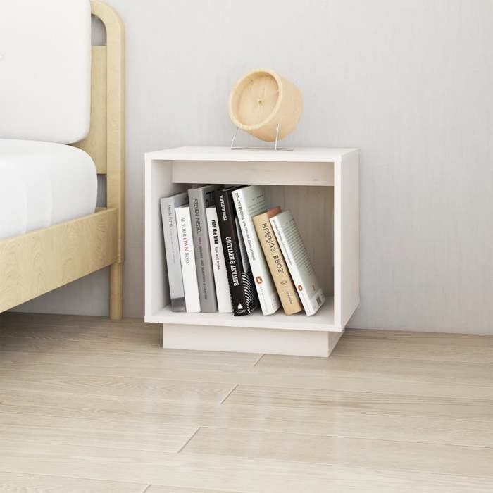 Tables de chevet - Maison Exclusive - Blanc - Bois de pin massif - 40x30x40 cm