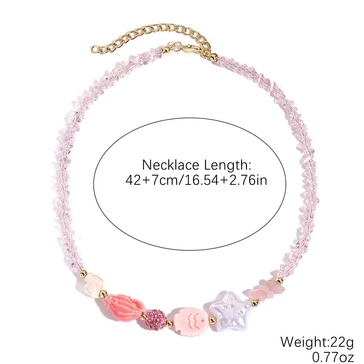 

Ожерелье для женщин Ювелирные изделия Ожерелье в виде ракушки-звезды в стиле курортного отеля, цветное ожерелье с кристаллами и бусинами, набор браслетов, женское элегантное ожерелье