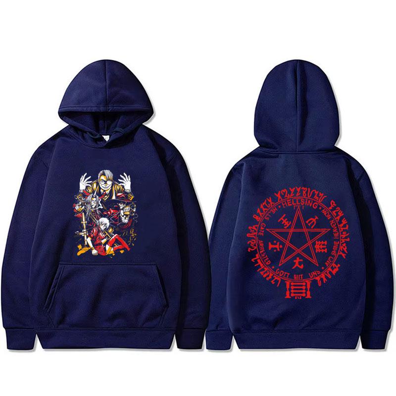 Anime Hellsing Abraham Van Helsing Vampir Alucard Grafik Hoodie Herren Damen Cartoon Manga Pullover Herren Fleece Baumwoll-Hoodies