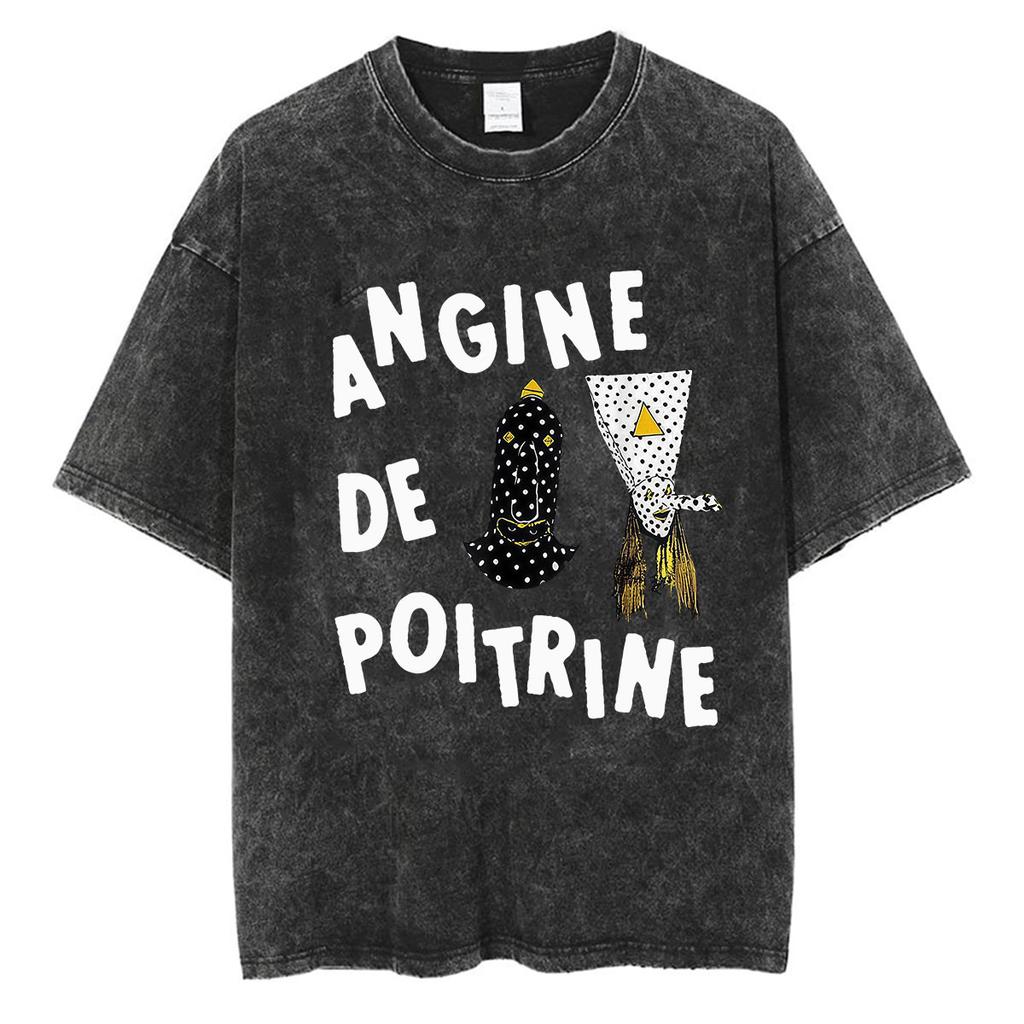 Rock Band Angine De Poitrine Vintage Washed T Shirts Mens Women Fashion Gothic Short Sleeve Tshirt Punk Hip Hop Clothing Tees