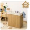 Three-compartment bamboo laundry basket, beige, 100 l