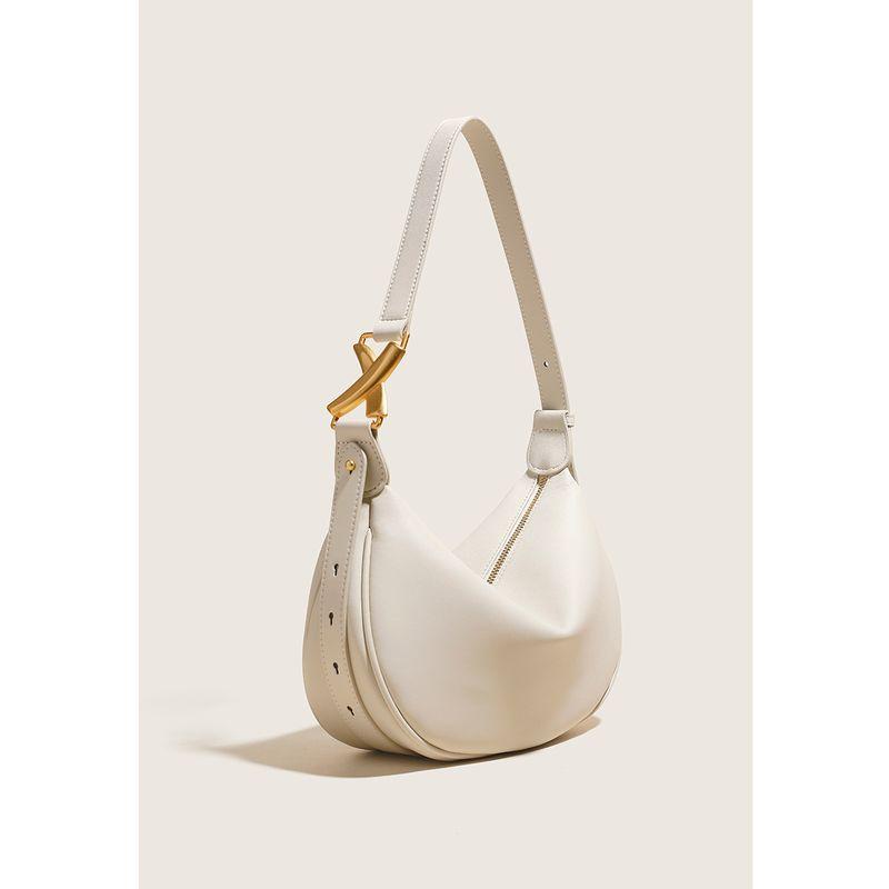 

Genuine Leather Fashion Bag Female Tote Bag Advanced Texture Niche Style 2025 New Arrival Leather One-Shoulder Messenger Bag Underarm Bag Beige White