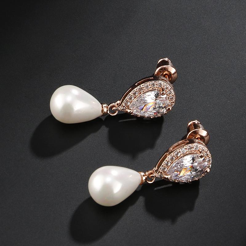 ZAKOL Brand Water Drop Simulated Zircon Dangle Earrings for Women Fashion Lady's Ear Accessory Wedding Engagement Party Zircon