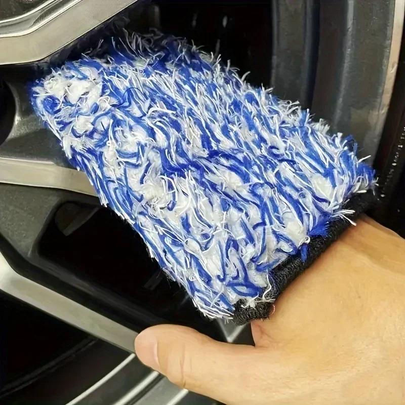 Ultra Fine Fiber Car Wheel Cleaning And Washing Gloves Strong Water Absorption Gap Coral Velvet Plush Gloves Wipe The Towel Amag