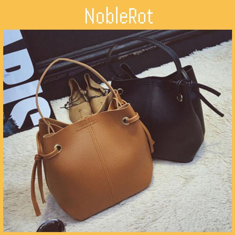 Sophisticated Korean Style Pu Leather Bucket Bag Multi-purpose Handbag For Women