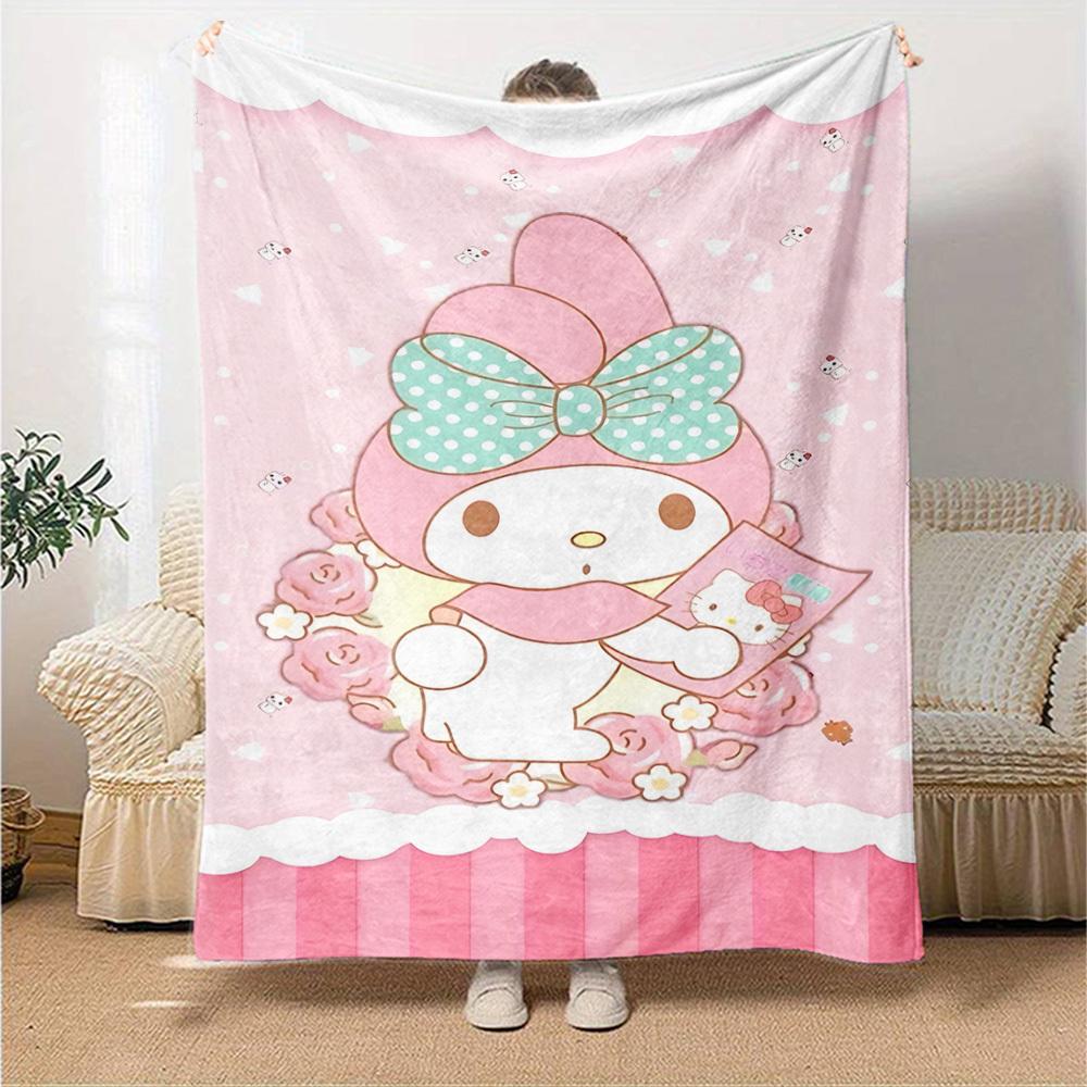 1pc My Melody Hello Kitty blanket Lightweight Flannel Throw for Sofa Bed Travel Camping Livingroom Office Couch Chair