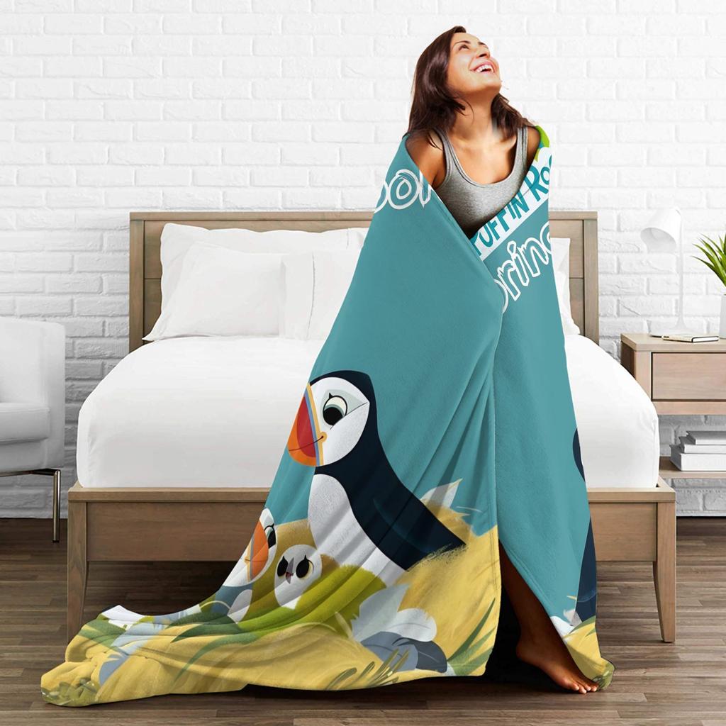 Puffin Rock Oona Baba   Flanelová deka Měkká odolná přehozová deka na pohovku postel cestování Nadýchaná přikrývka Potah na pohovku postel