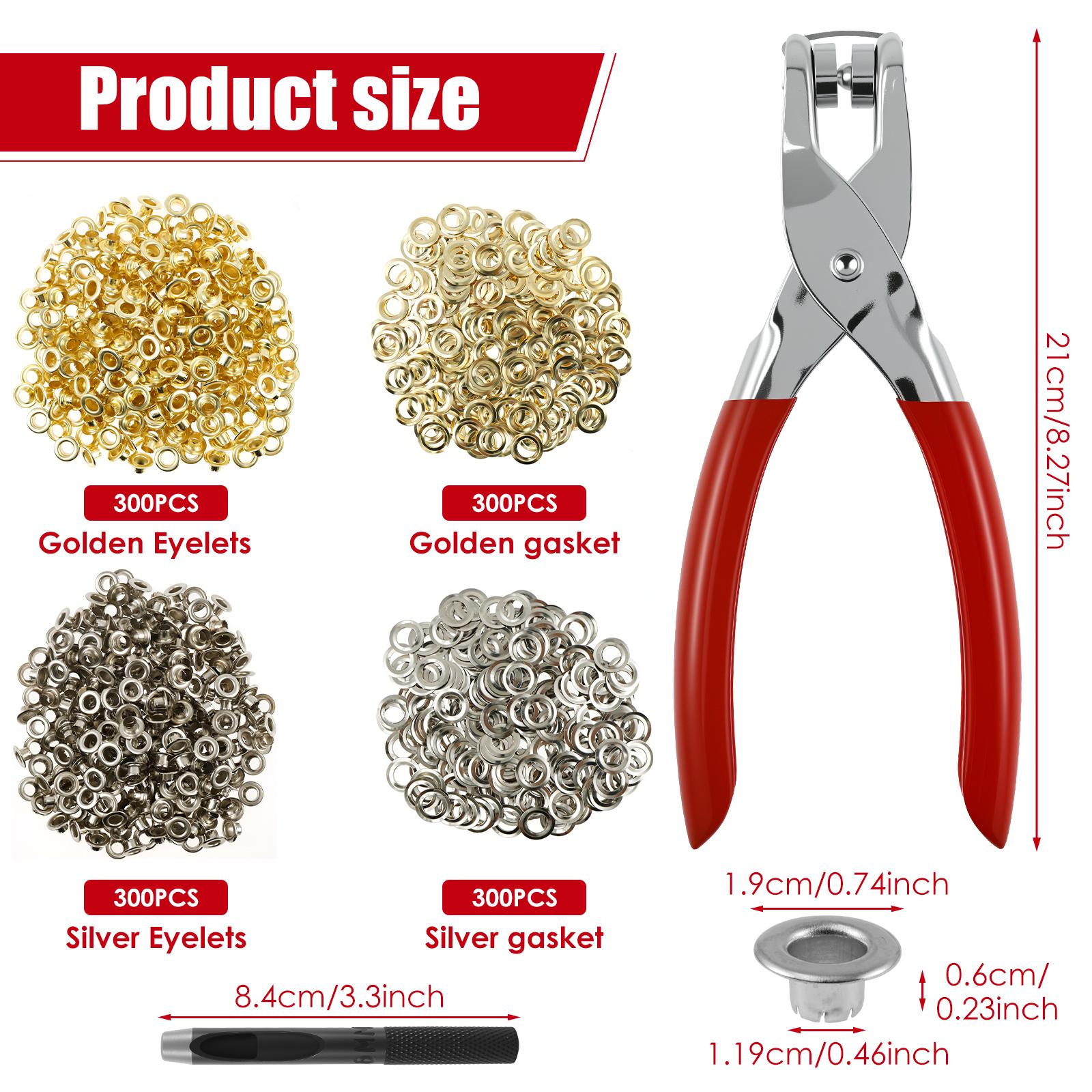 Eyelet Hole Punch Pliers Kit 640/1200 Pcs Grommet Tool Kit with Eyelet Pliers and Hole Punch Multipurpose Grommet Leather Tools