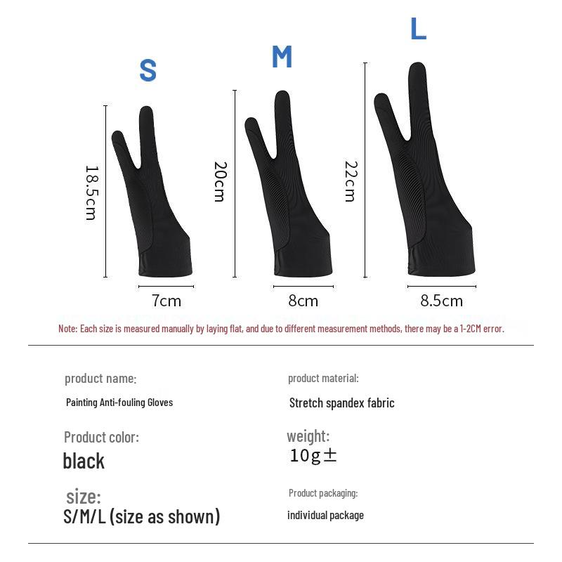 Anti-Fouling Two-Finger Painting Gloves with Screen Touch and Breathable Sweatproof Spandex