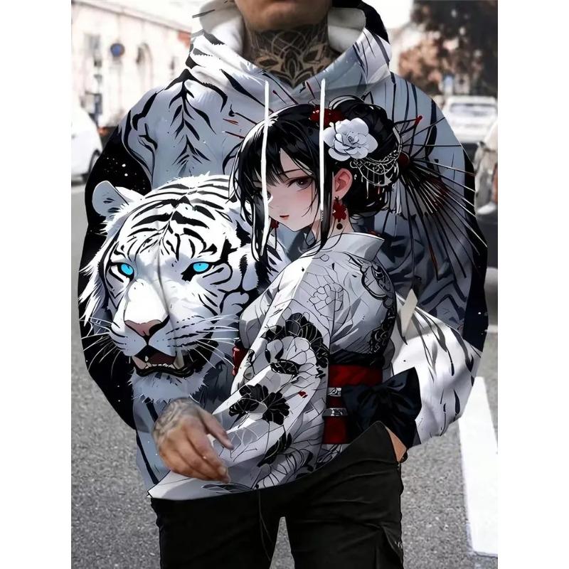 Men's Autumn and Winter 3D Printed Hooded Fashion Versatile Trend Breathable Casual Hoodies & Sweatshirts (men’s)
