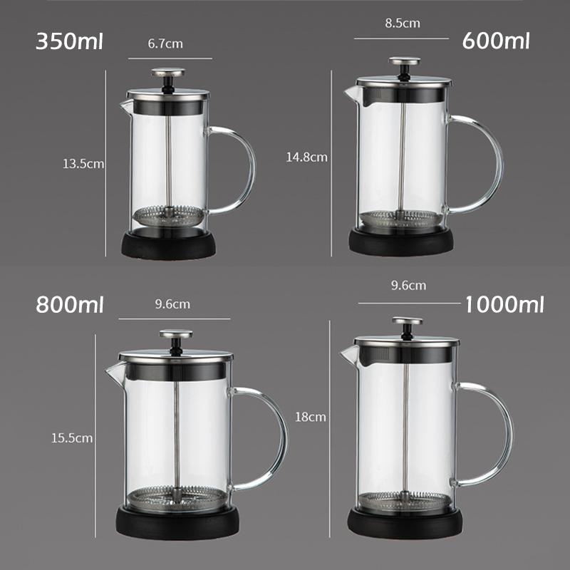 French Press Coffee Maker Classic Coffee Press Heat-Resistant Borosilicate Glass Coffee Pot Household Cold Brew Tea Pot