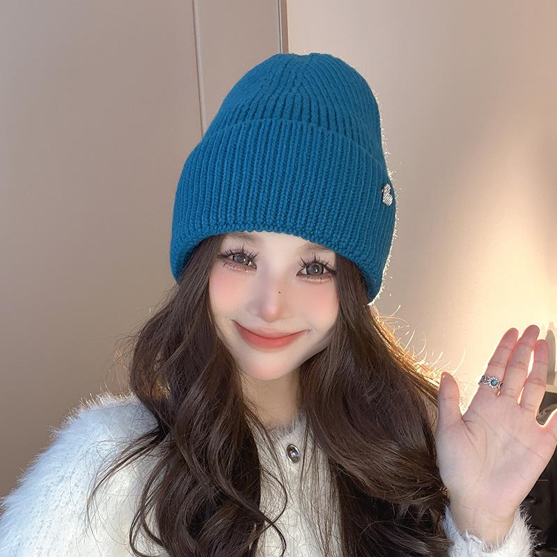 Hats for Women In Autumn and Winter Big Head Circumference Warm Knitted Hat Korean Style Versatile Ear Protection Cold Hat Couple Love Wool Hat