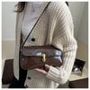 Vintage Glossy Solid Color PU Leather Women's Shoulder Bags Fashion Lock Ladies Underarm Bags Versatile Female Small Square Bag