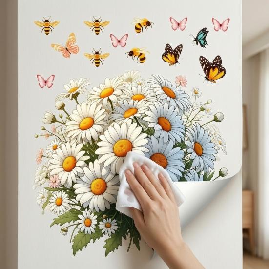 Static Window Clings Flower Butterfly Bee Wall Sticker Self Adhesive Removable Vinyl Decal